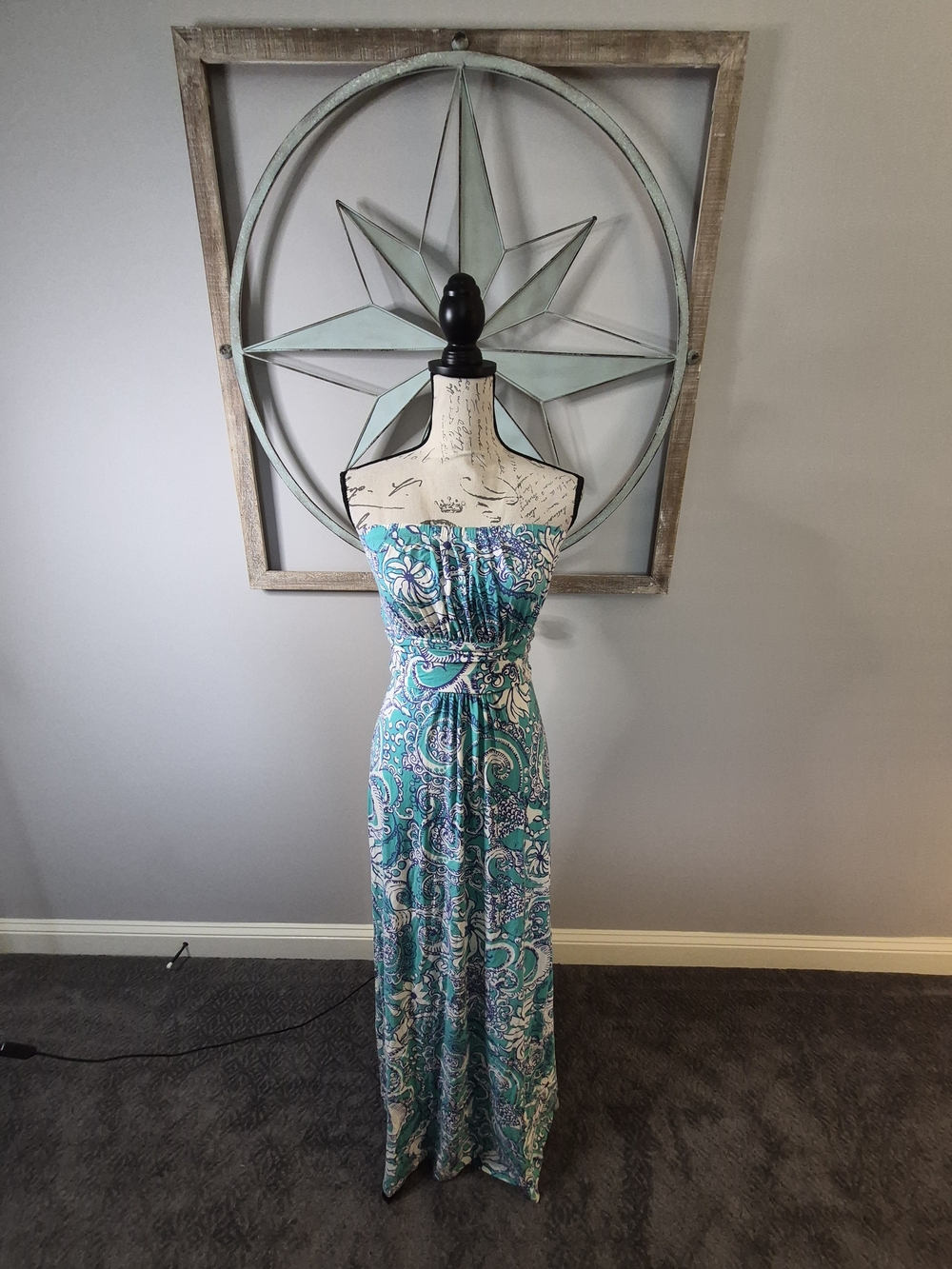 Lilly Pulitzer Holbrook Strapless Maxi Dress Montauk Seafoam Green Paisley - S - Picture 6 of 14